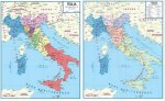 142-Carta Italia storica stampata su due lati dopo il congresso di Vienna (1815)e  durante il processo di unificazione (1859-1870) 